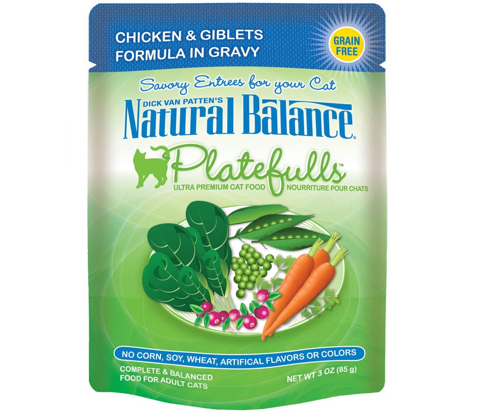 Natural Balance Pet Foods Platefulls Chicken and Giblets Formula in Gravy Cat Wet Food 3 oz 24 Pack