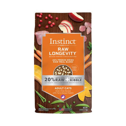 Instinct® Raw Longevity™ 20% Freeze-Dried Raw Meal Blend Grain-Free Recipe with Farm-Raised Rabbit for Cat
