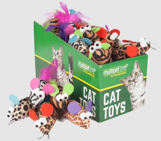Multipet Safari Feather Mice Assorted Colors 25pc,