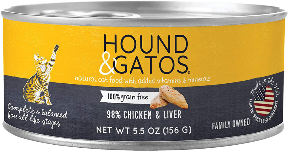 Hound and Gatos Cat Grain Free Chicken and Liver 5,5oz,(Case of 24)