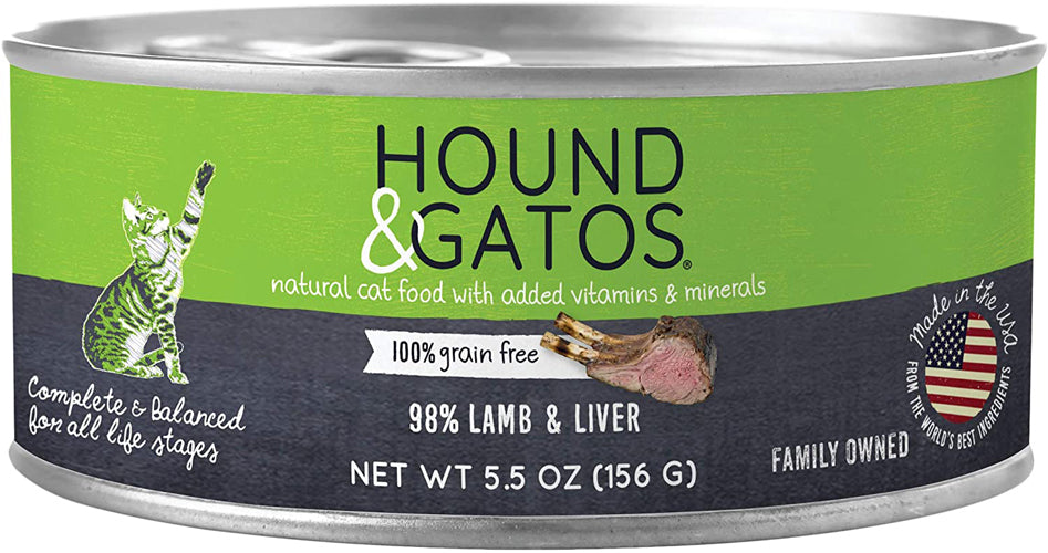 Hound and Gatos Cat Grain Free Lamb and Liver 5,5oz, (Case of 24)