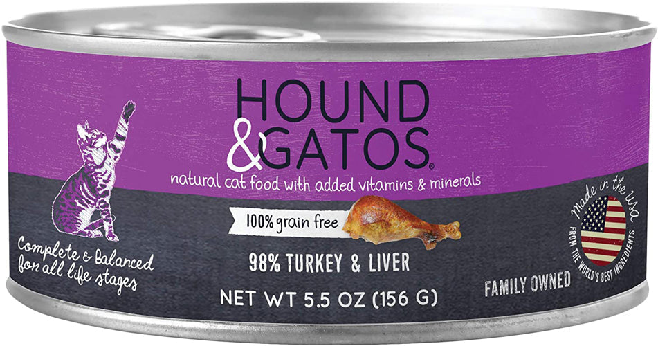 Hound and Gatos Cat Grain Free Turkey and Liver 5,5oz, (Case of 24)