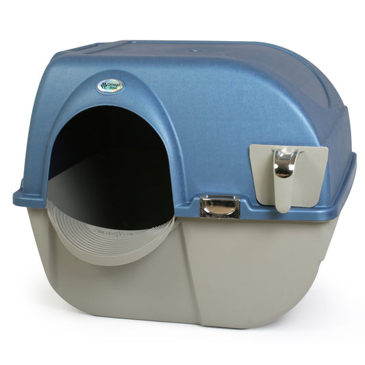 Large Cat Litter Box Hooded Self-Cleaning, Blue