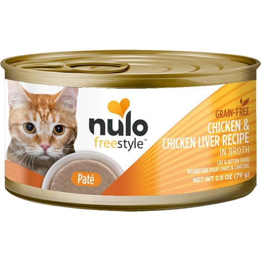 Nulo FreeStyle Smooth Pate Grain-Free Wet Cat Food Chicken and Chicken Liver 12ea-2.8 oz