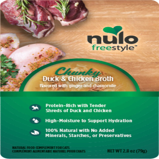 Nulo Freestyle Chunky Broths Wet Cat Food Duck Chicken; 24Ea-2.8 Oz