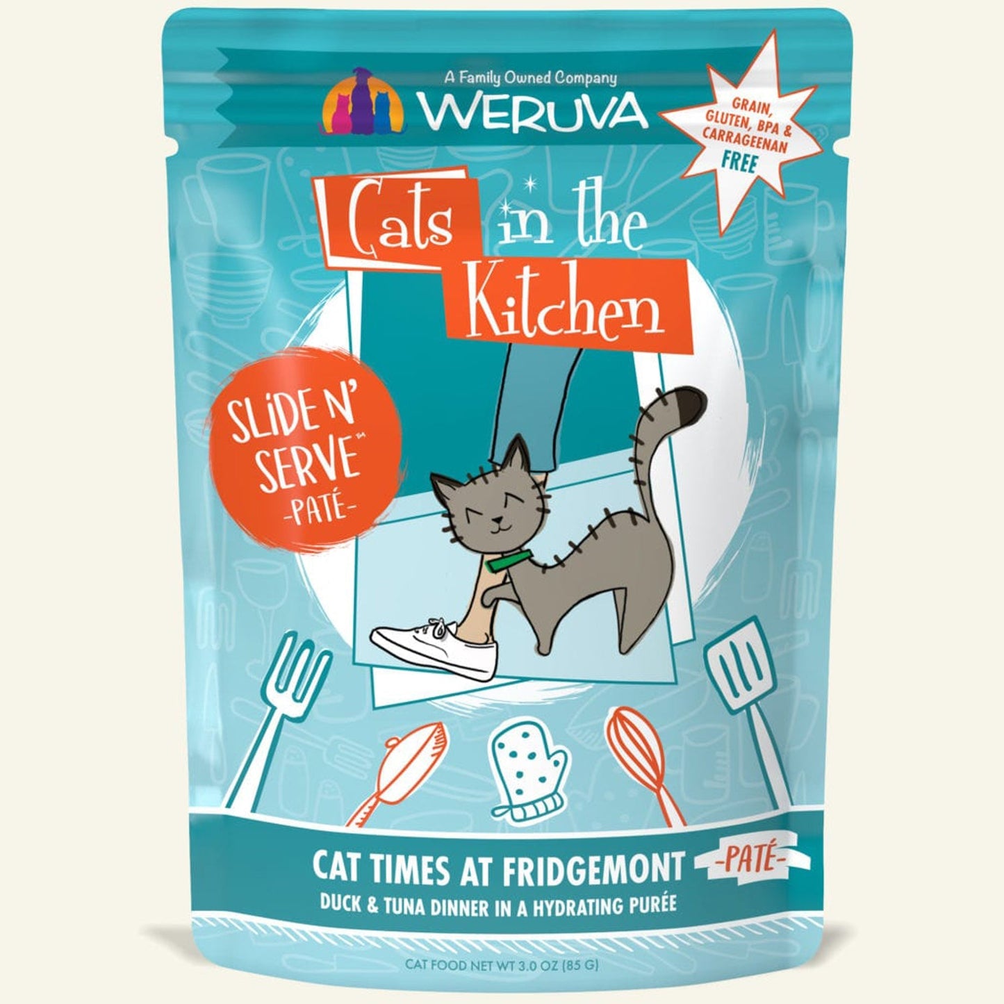Cats In The Kitchen Slide N Serve Cat Times at Fridgemont Duck and Tuna Dinner 3oz. Pouch (Case Of 12)