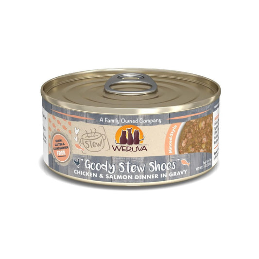Weruva Cat Goody Stew Shoes Chicken and Salmon Dinner in Gravy 5.5oz (Case Of 8)