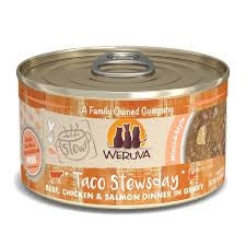 Weruva Cat Stew! Taco Stewsday Beef; Chicken and Salmon 2.8oz (Case Of 12)