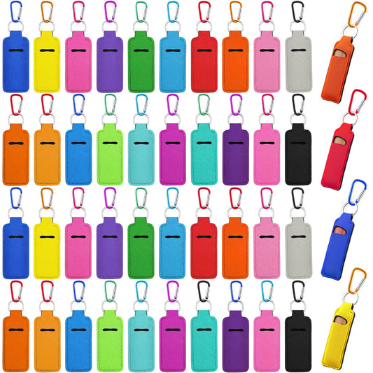 Tudomro 40 Pack Lipstick Keychain Holder with Clip Portable Lipstick Holder Keychain Colorful Lip Holder for Women (Multicolor Clips)