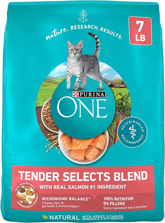 Purina ONE Natural Dry Cat Food, Tender Selects Blend With Real Salmon - 7 lb. Bag
