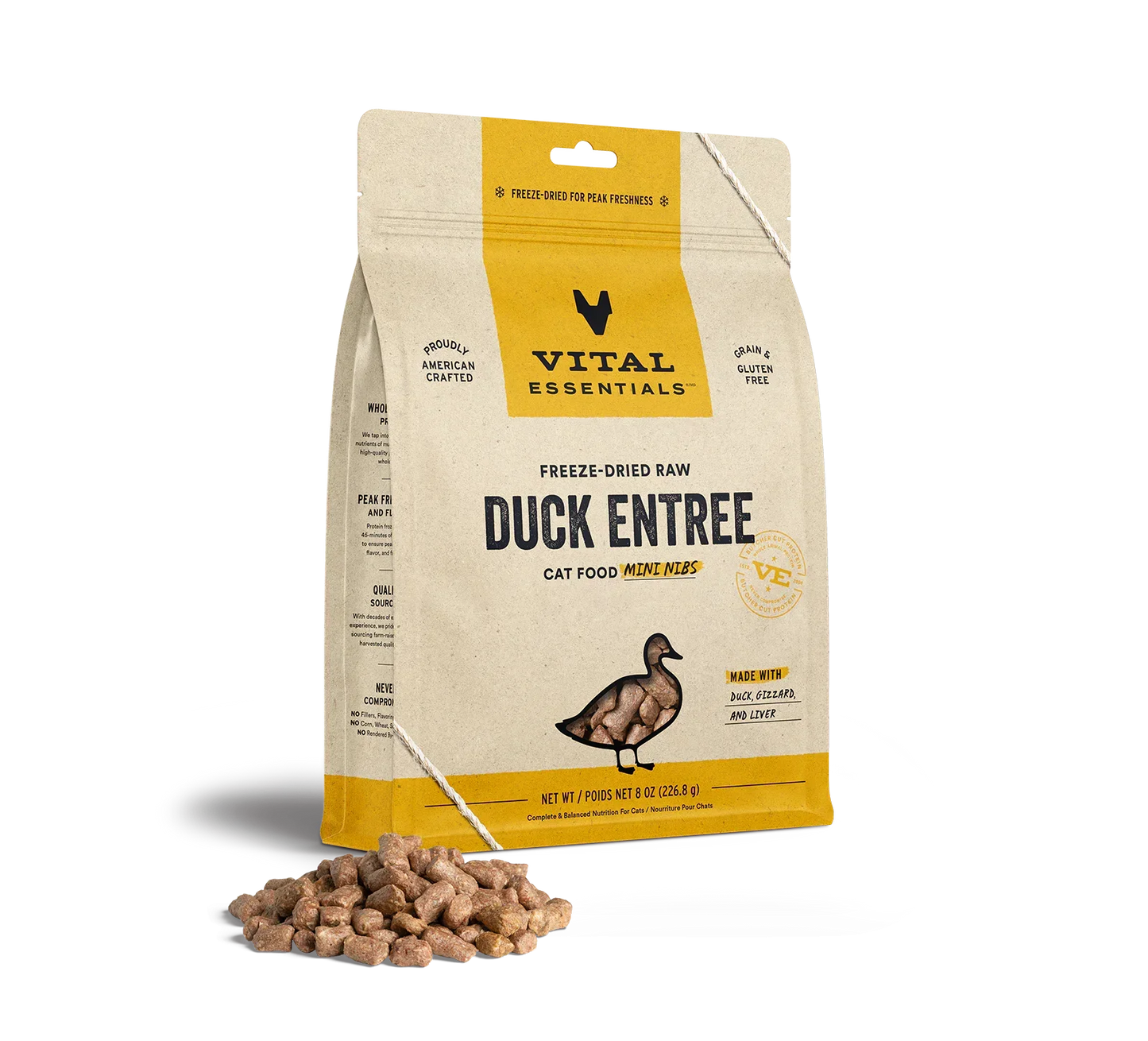 Vital Essentials Cat Freeze Dried Mini Nibs Duck 8oz,