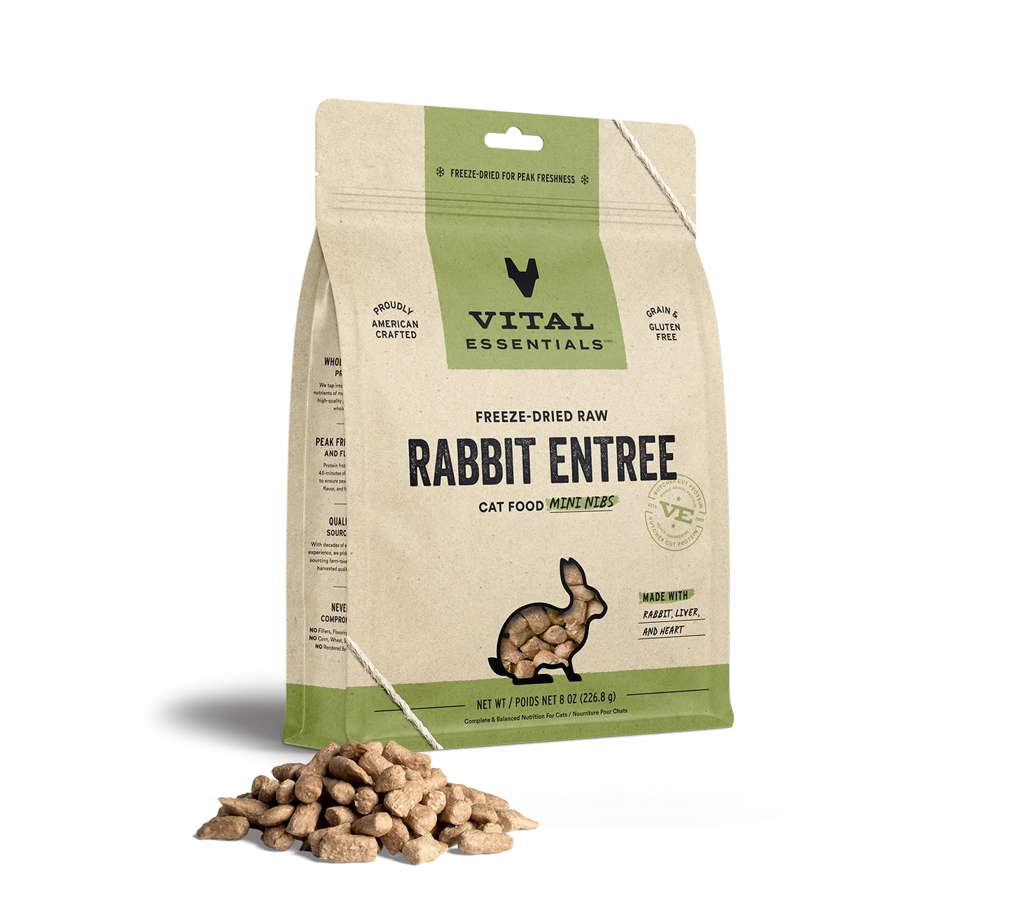 Vital Essentials Cat Freeze Dried Mini Nibs Rabbit 8oz,
