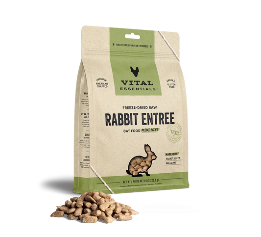 Vital Essentials Cat Freeze Dried Mini Nibs Rabbit 8oz,