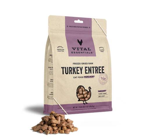 Vital Essentials Cat Freeze Dried Mini Nibs Turkey 8oz,