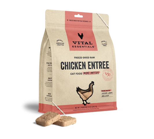 Vital Essentials Cat Freeze Dried Mini Patties Beef Chicken 8oz,