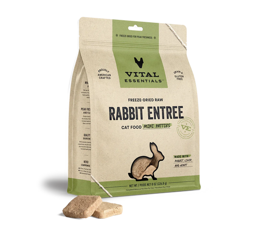 Vital Essentials Cat Freeze Dried Mini Patties Rabbit 8oz,