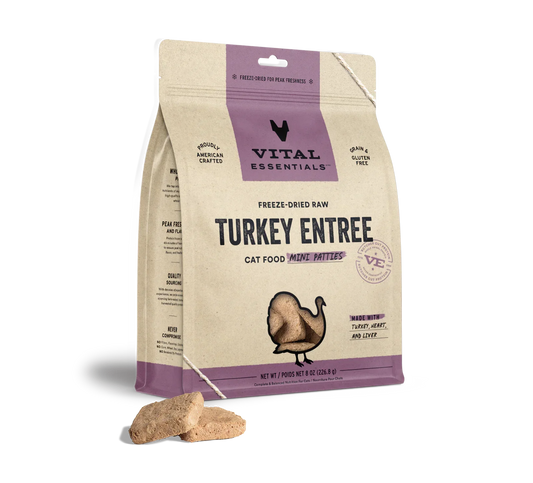 Vital Essentials Cat Freeze Dried Mini Patties Turkey 8oz,