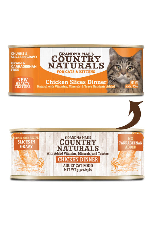 Grandma Maes Country Naturals Grain Free Chicken Chunks in Gravy Cat and Kitten Wet Food 2.8 oz 24 Pack