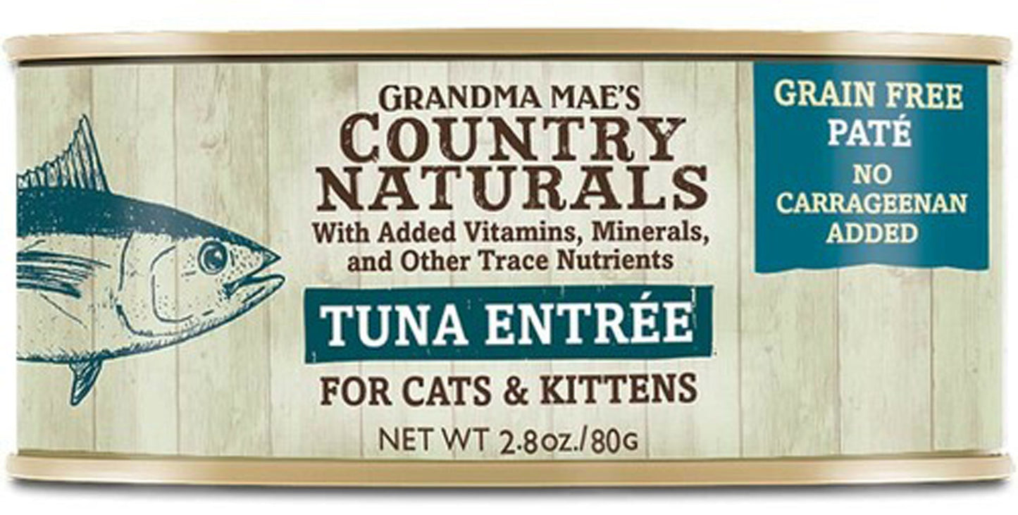 Grandma Maes Country Naturals Grain Free Tuna Pates Cat and Kitten Wet Food 2.8 oz 24 Pack
