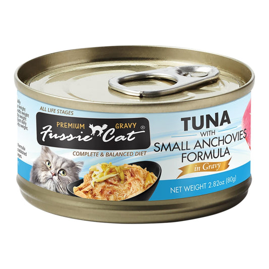 Fussie Cat Premium Tuna with Small Anchovies Formula in Gravy 2.82oz.