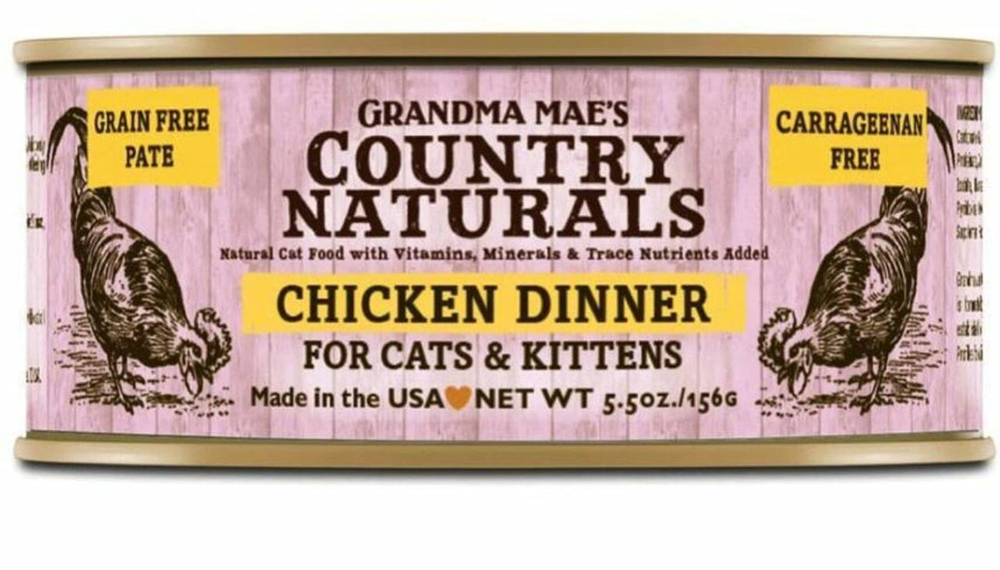 Grandma Maes Country Naturals Grain Free Chicken Dinner Cat Wet Food 5.5 oz 24 Pack