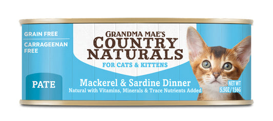 Grandma Maes Country Naturals Grain Free Mackerel and Sardine Dinner Cat Wet Food 5.5 oz 24 Pack