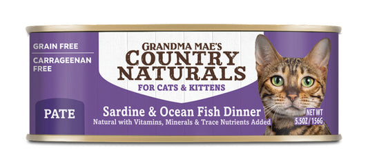Grandma Maes Country Naturals Grain Free Sardine and Ocean Fish Dinner Cat Wet Food 5.5 oz 24 Pack