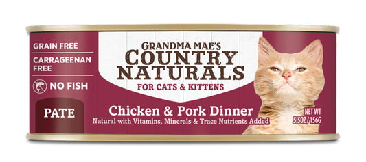 Grandma Maes Country Naturals Grain Free Pork and Chicken Dinner Cat Wet Food 5.5 oz 24 Pack
