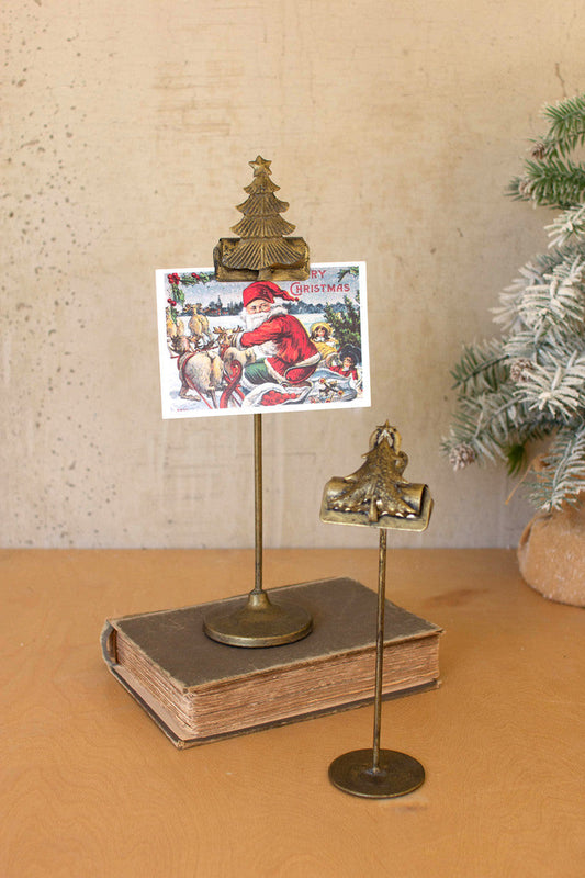 Set of 2 Christmas Tree Card Clips on Stands