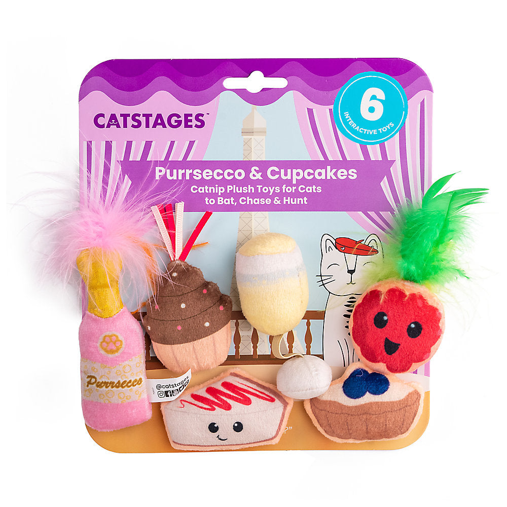 Petstages Catstages Purrsecco & Cupcakes Sweet Treats Themed 6-Pc Catnip Plush Cat Toy Set