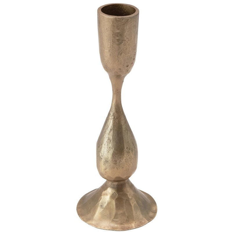 Hand-Forged Metal Taper Holder, Antique Brass Finish